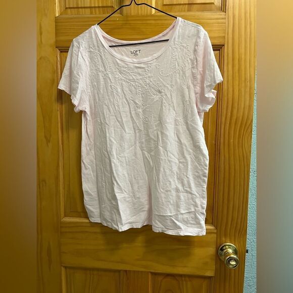 Loft pink embroidered t shirt size medium - Picture 1 of 4